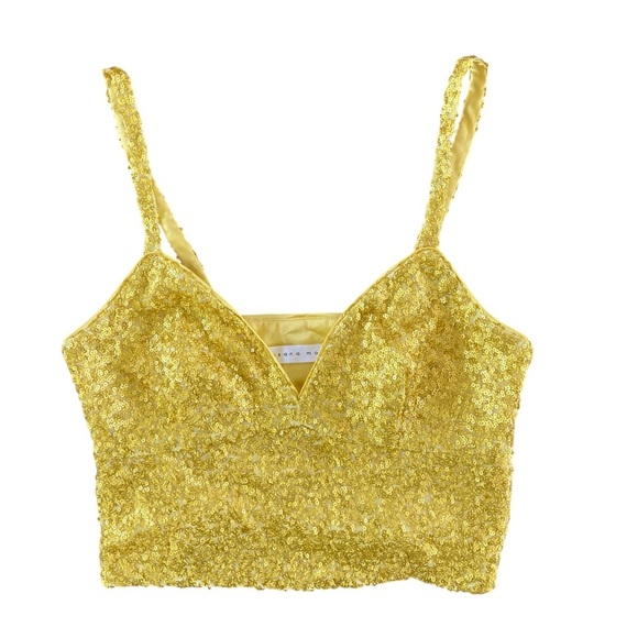 Susana Monaco Sequin String Crop Top Sunshine Yellow NWOT - Picture 5 of 8
